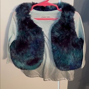 Faux fur vest with shirt